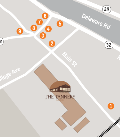 Map displaying restaurants near The Tannery.